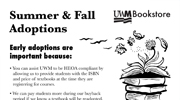 black & white flyer with vector illustration for UWM Bookstore