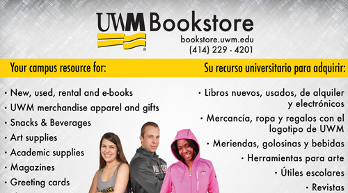 ad for UWM Bookstore