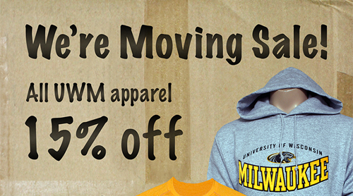 ad for UWM Bookstore website and social media